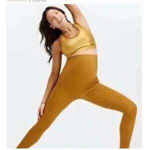 Fabletics Leggings Women 2XL Gold Shine High-Waisted Maternity Legging Plus Size